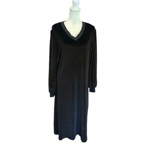 Butte Vintage Black Velour Midi Dress See Measurements